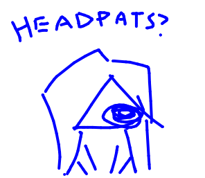 Meis looking up with big eyes asking for headpats.