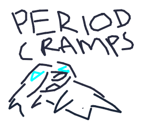 Meis laying on the floor from period cramps.