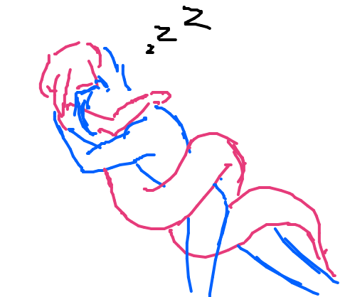 Galo and naga Lio cuddling during sleep.