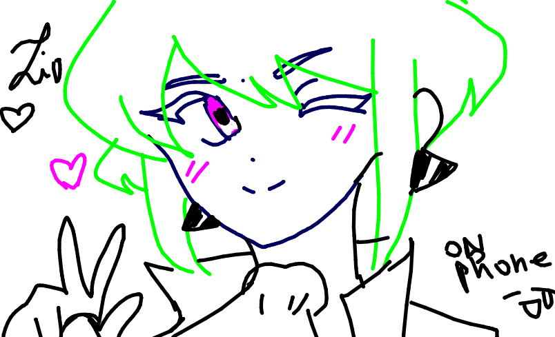 Lio Fotia winking and doing the peace sign. Beside him there's hearts and the text: on phone.